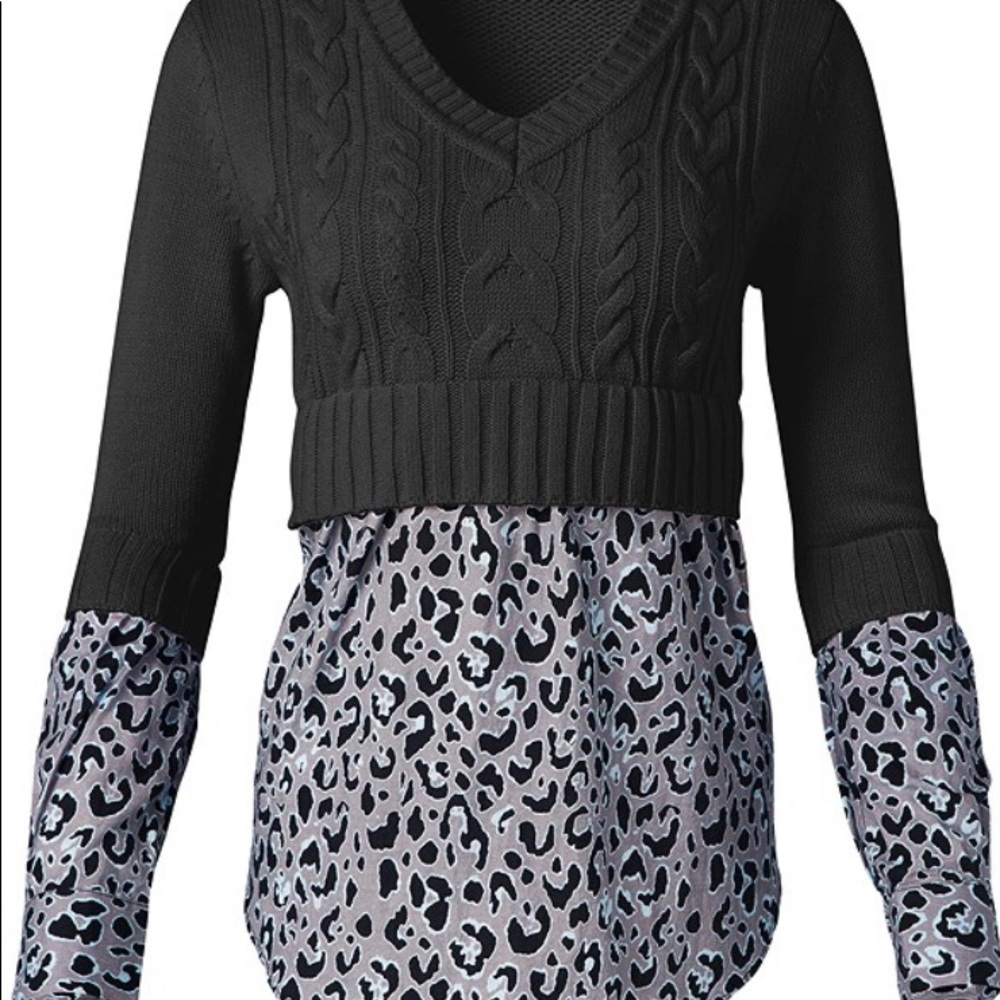 Venus Cropped Sweater With Leopard Shirt